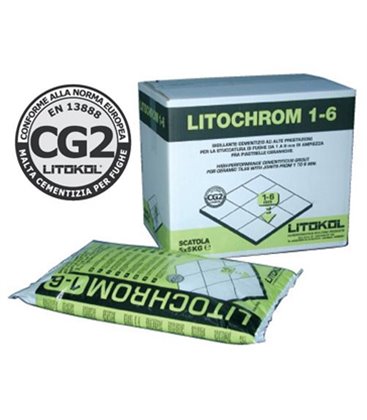 Цементная затирочная смесь для заполнения межплиточных швов шириной от 1 до 6 мм Litokol LITOCHROM 1-6