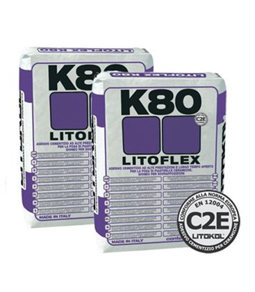 Эластичный высокоадгезивный клей для укладки керамогранита и теплые полы Litokol LITOFLEX K80
