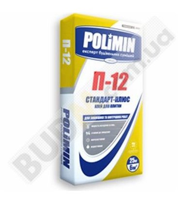 Клей для плитки Polimin П-12 "Стандарт -плюс" (25кг)